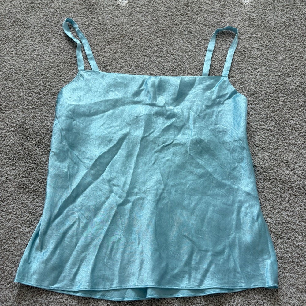 Vince Stain Cowl Neck Cami Womens XS Blue Flowy Lightweight Quiet Luxury Chic